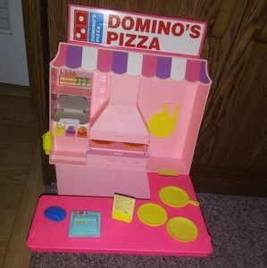 Vintage 1993 Barbie Doll Domino's Pizza Parlor Stand Shop Play Set